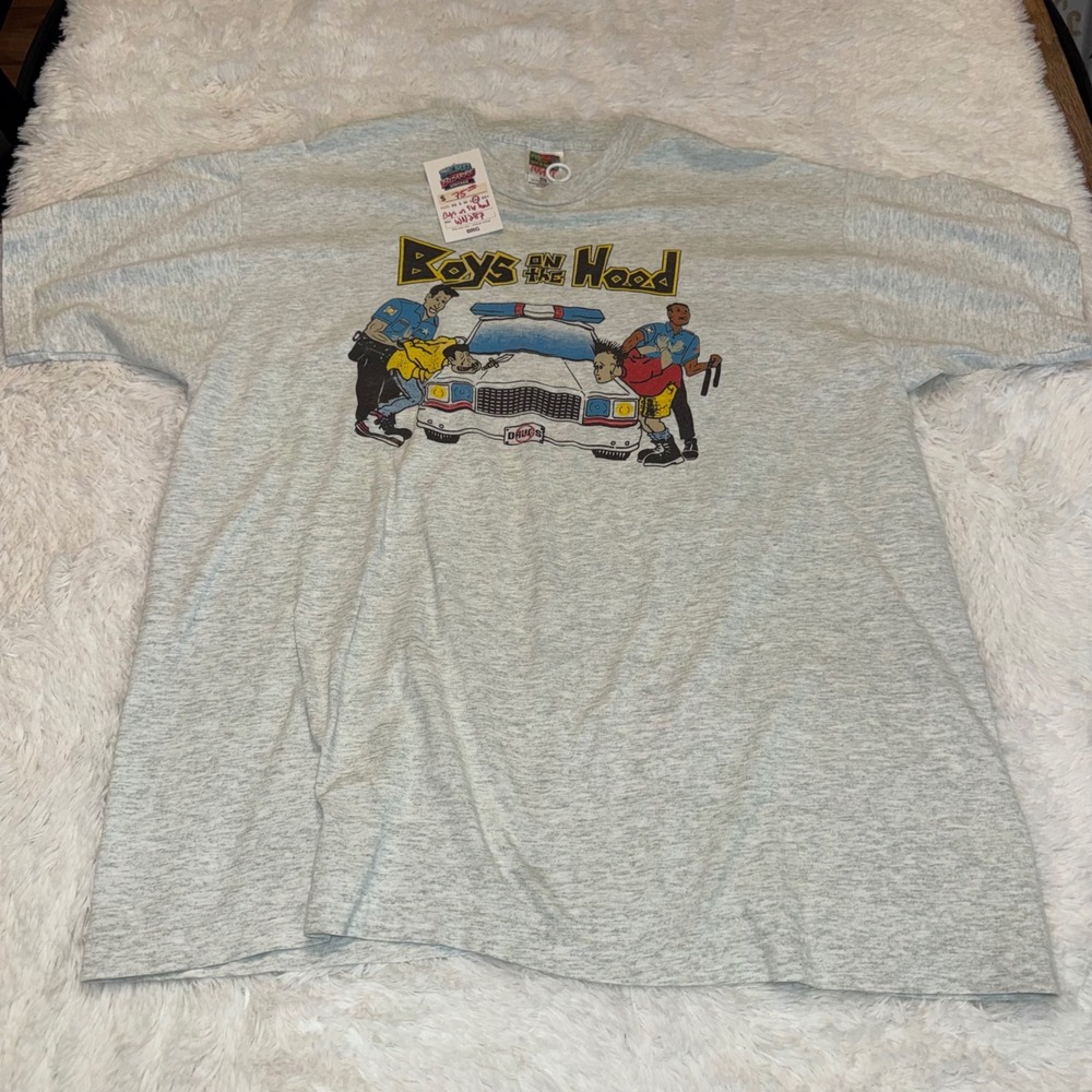 Fruit of the Loom T-Shirt Mens XL Grey Excellent Boys on the Hood Parody 90s Tee